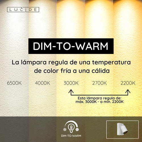 Lucide NIGEL - Lámpara de cabecera / Lámpara de pared - LED Dim to warm - GU10 - 1x5W 2200K/3000K - Con punto de carga USB - Blanco - USP